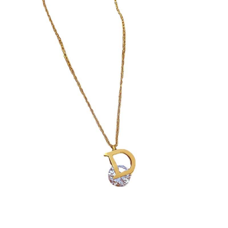 Light Luxury Minimalist Style D-Shaped Furnace Real Gold Necklace Female Collarbone Chain With Jewelry