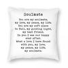You Are My Soulmate Romantic Pillowcase Polyester Linen Velvet Printed Zip Decor Throw Pillow Case Sofa Seater Cushion Cover 18"