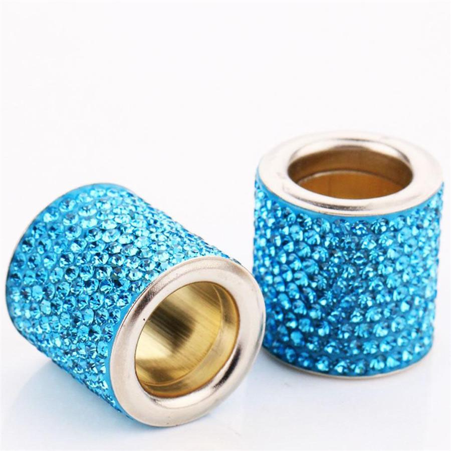 4 X Silver Diamond Bling Crystal Car Headrest Collar Interior Decor Cylindrical