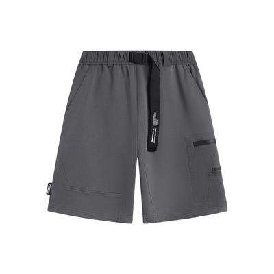 Li Ning CF Playful Attitude Letter Print Straight Leg Knitted Casual Shorts Men Shorts Gray AKSU641-1
