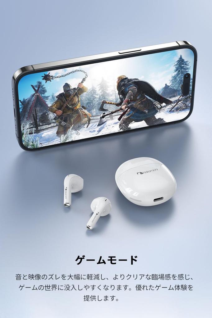 Nakamichi TW016 Wireless Bluetooth 13mm Compact and Up to 20 Hours of Music Gaming White Earbuds, 5.4, Drivers, Hands-Free Calling, In-Ear Style,