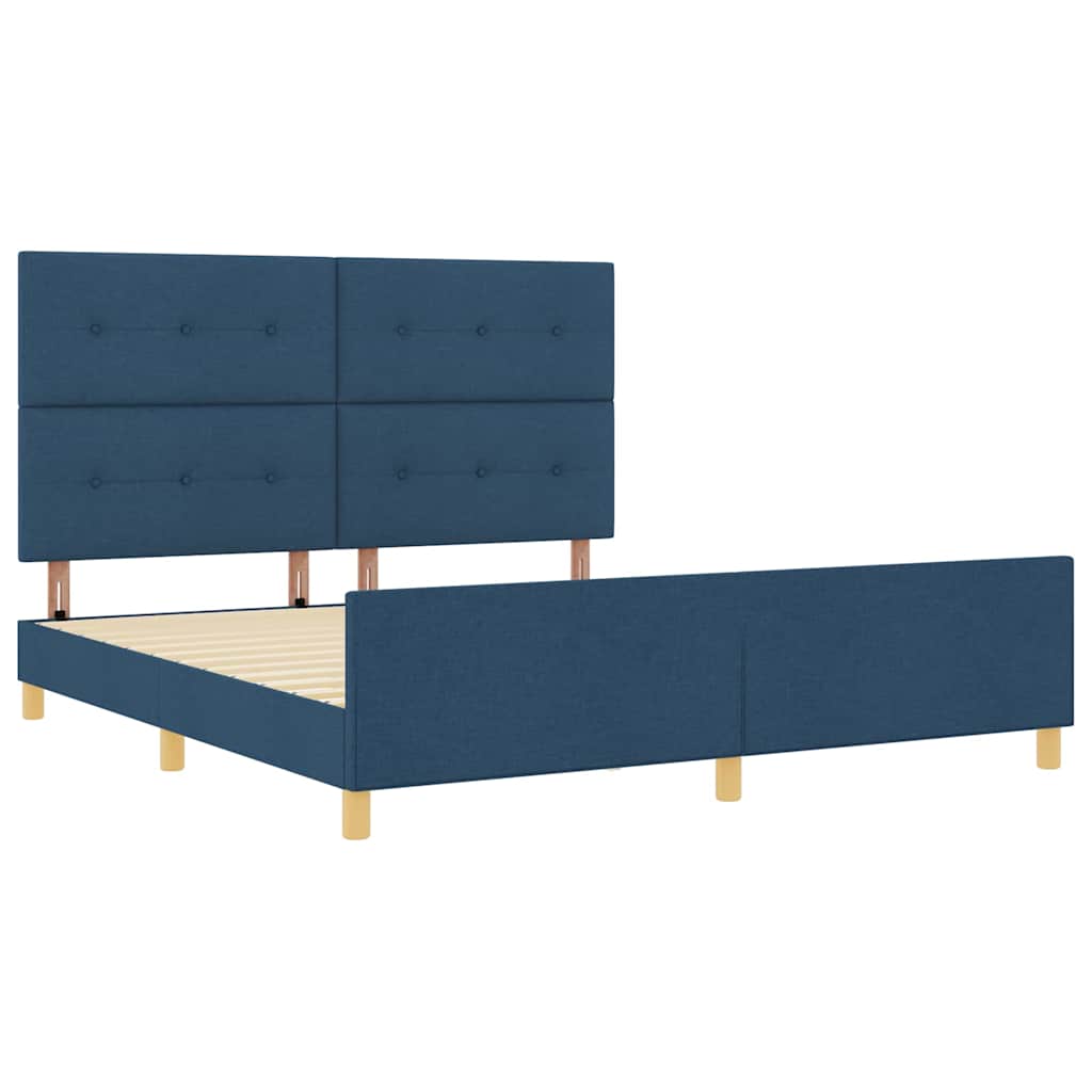 Bed Frame with Headboard Blue 180 x 200 cm Fabric