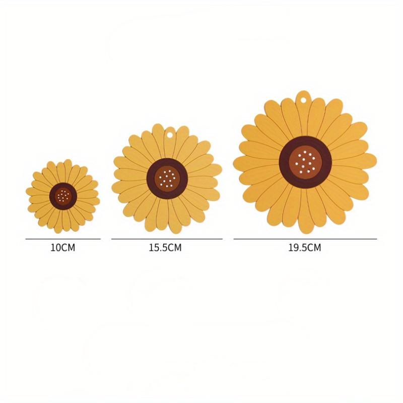 

3 шт. в упаковке, силиконовый коврик в стиле подсолнечника, защитные подставки под горячее, нескользящие изоляционные коврики для домашней кухни, гаджеты, теплоизоляция жёлтый