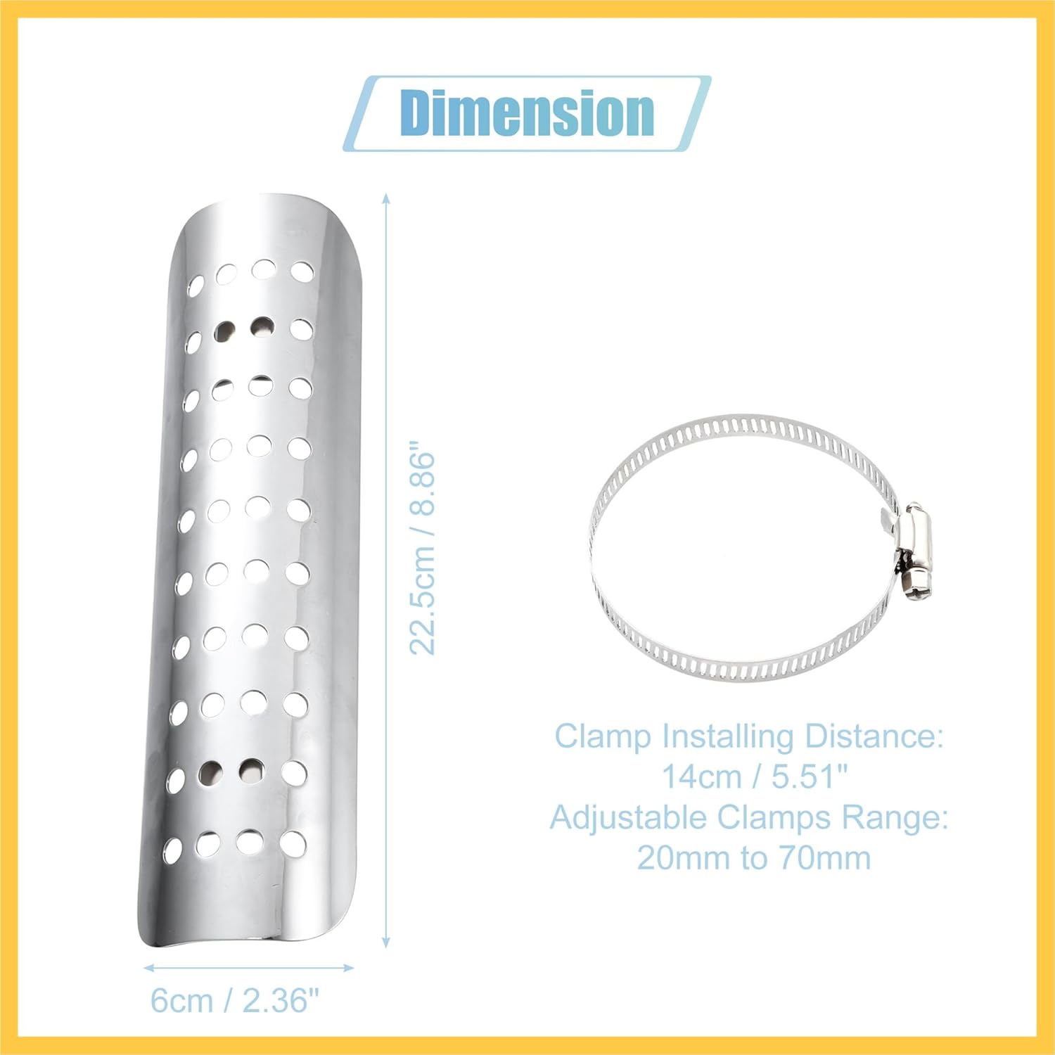 Universal Motorcycle Exhaust Heat Shield Chrome Plated Iron Exhaust Heat Insulation Shield Muffler Guard for Harley with 20-70mm Clamps Silver Tone