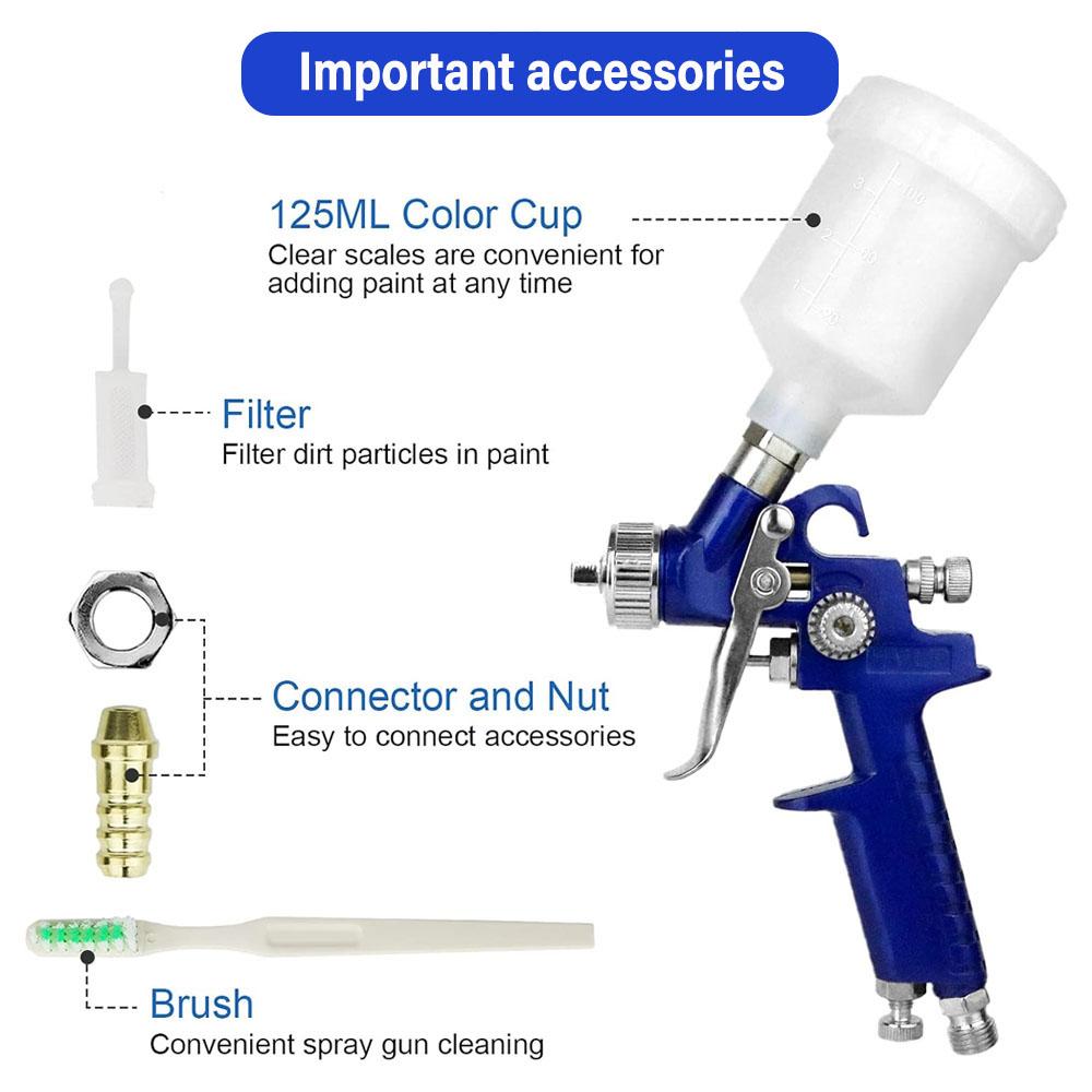 Professional 0.8/1.0mm Nozzle 125ml Mini Pneumatic Spray Gun For Car Painting Repair Pneumatic Spray gun Mini spray gun