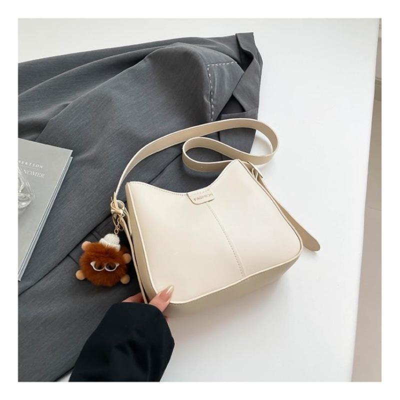 Textured versatile bucket bag women's new trendy Korean version fashionable wide shoulder strap foreign style single shoulder oblique A