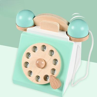 Telefono simulato in legno per bambini e bambine, gioco della casetta, educativo per la prima infanzia, giocattoli cognitivi digitali, 1-3-6 anni