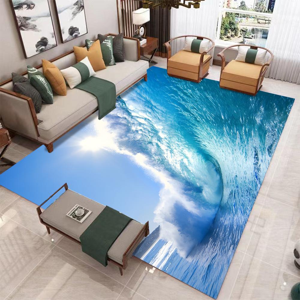Sea Wave Printed Carpet for Home Living Room Decor Floor Mat Non-slip Bedroom Bedside Coffee Table Area Rugs Bathroom Doormat