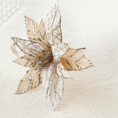 Neue 28 cm künstliche Weihnachtssternblume Glitzer Funkelnde Weihnachts-Glitzerblume Pailletten Paillettenblume Hochzeitsdekoration