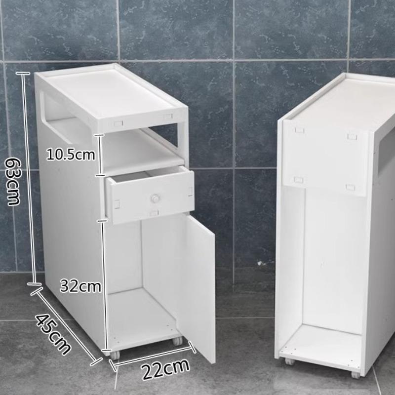 Waterproof Toilet Side Narrow Cabinet Mobile Bathroom Gap Organizer Floor Standing Storage Unit for Bathroom