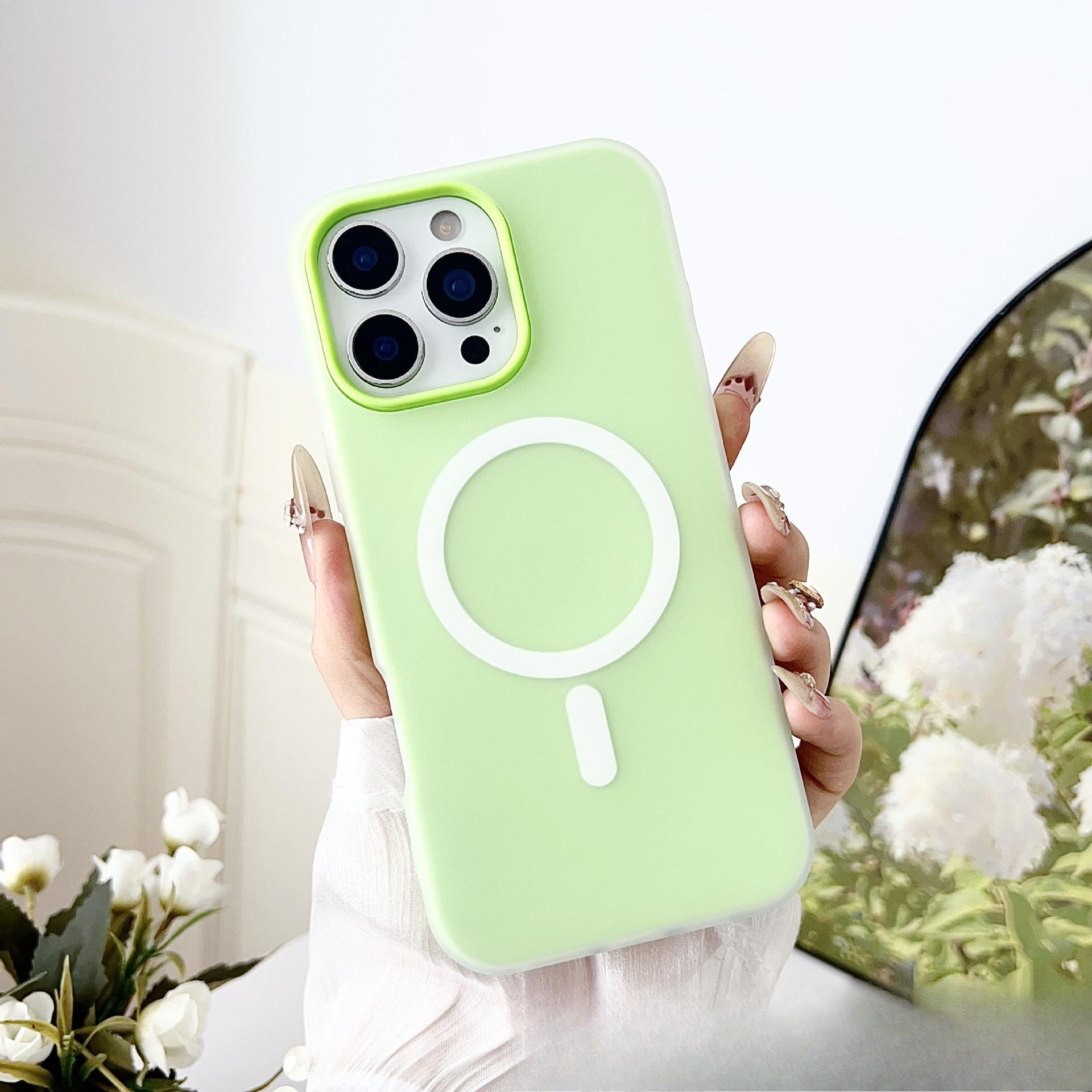 

Однотонный гелевый чехол «два в одном» для телефона Apple 16PROMAX, Подходящий для Iphone15 Противоударный и простой защитный чехол iPhone 11 зелёный