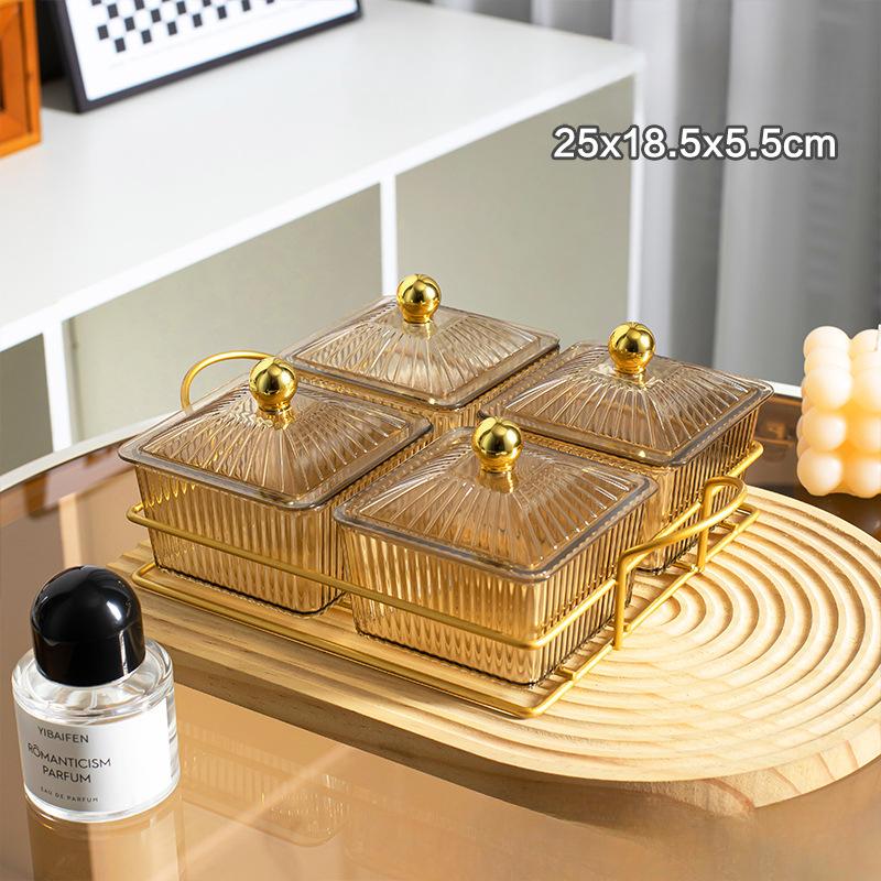 Plastic Dried Fruit Dish for Home Living Room Snack Plate Snack Snack Fruit Plate Display Plate Divided Candy with Lid