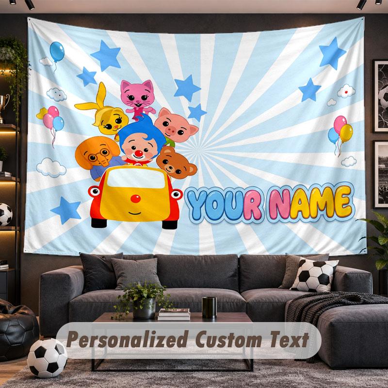 Wandbehang Wandteppich Benutzerdefinierter NameEl Payaso Plim Plim Muster Personalisiert Bedruckter Stoff Wanddekoration