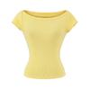 Boat collar short-sleeved T-shirt summer new female American Spice Girl style solid color slim-fitting and thin short bottomed shirt top