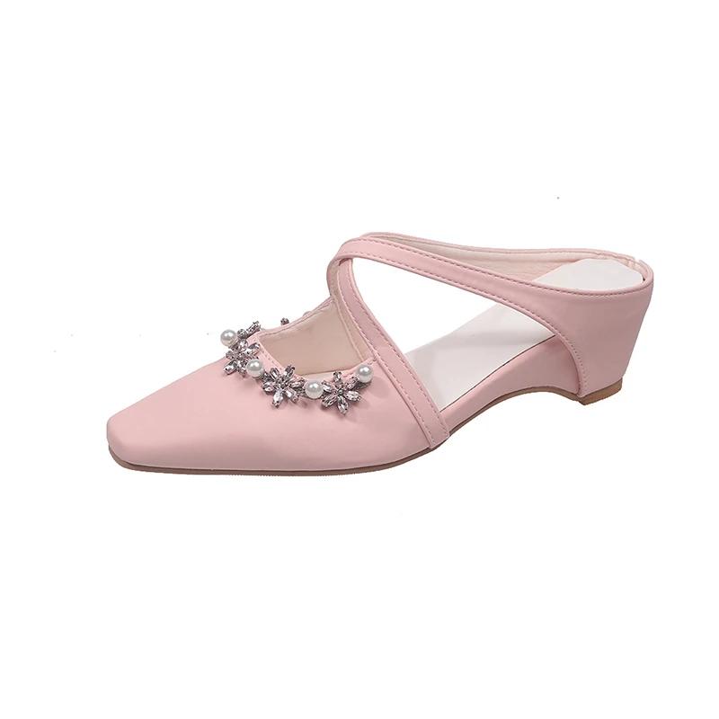 Fashion French Baotou Slippers Women Summer Outside Wear Inside Heighten Slip-on Muller Sandals