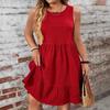 Women’s Summer Plus Size Sleeveless Crew Neck Ruffle Hem Tank Dress Loose Fit Casual Lightweight Sundress for Daily Wear