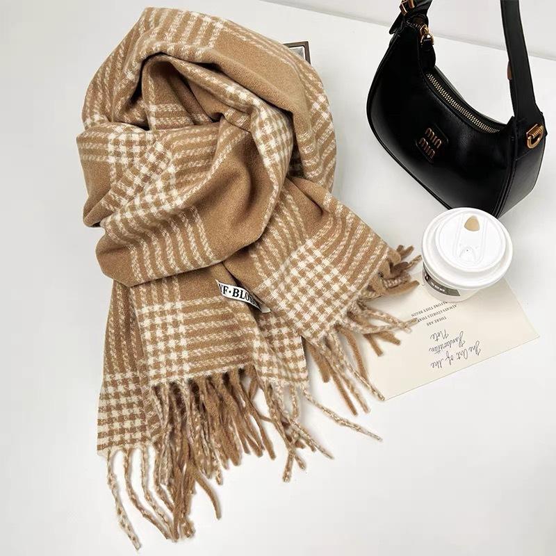 200X65Cm Winter Fashionable Warm And Thick Versatile Plaid Scarf For Men And Women'S Travel Soft Windproof And Cold Proof Scarf