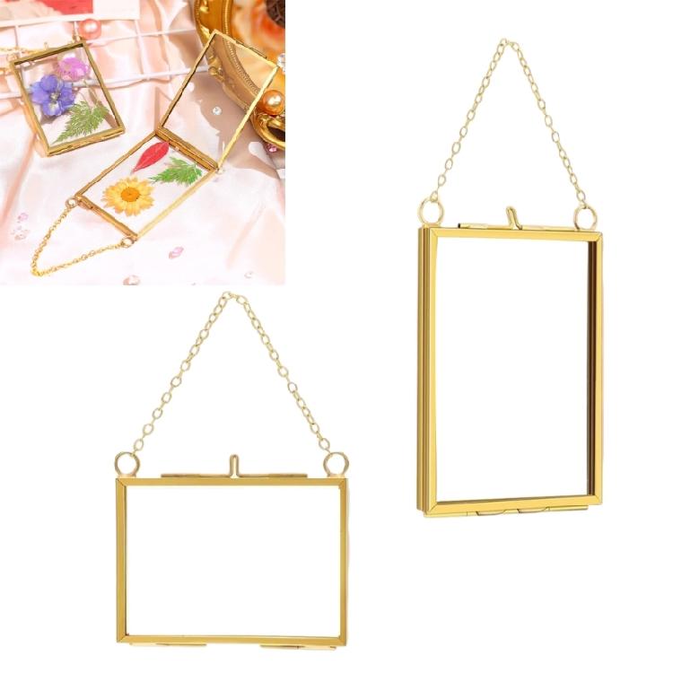2Pcs Square Metal Glass Photo Frame Wall Hanging Dried Flower Display Holder Case For Pressed Flower and Home Decoration