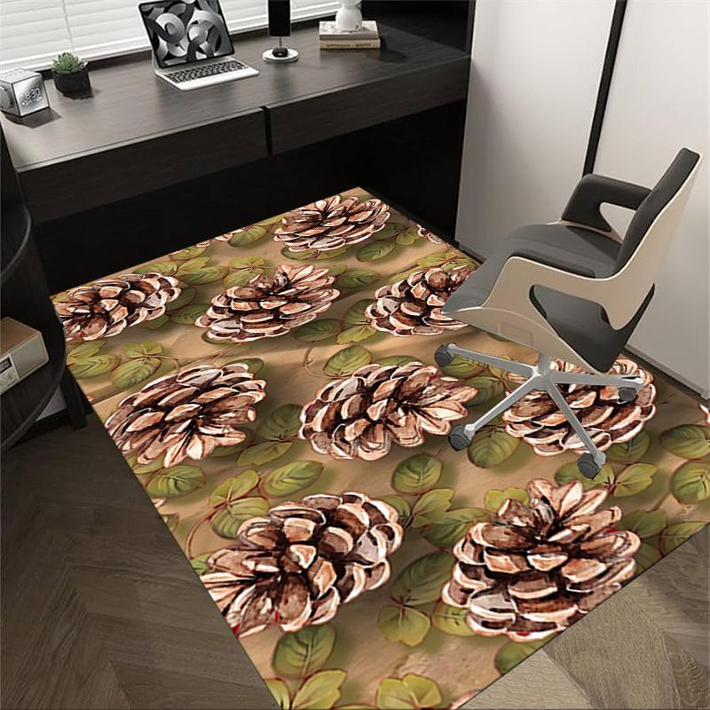 

1PC pinecone leaves Non-Slip Floor Carpet Compatible for Office&Living Room&Bedroom&Dining room - Flat-Weave Machine-O356 60cm by 90cm
