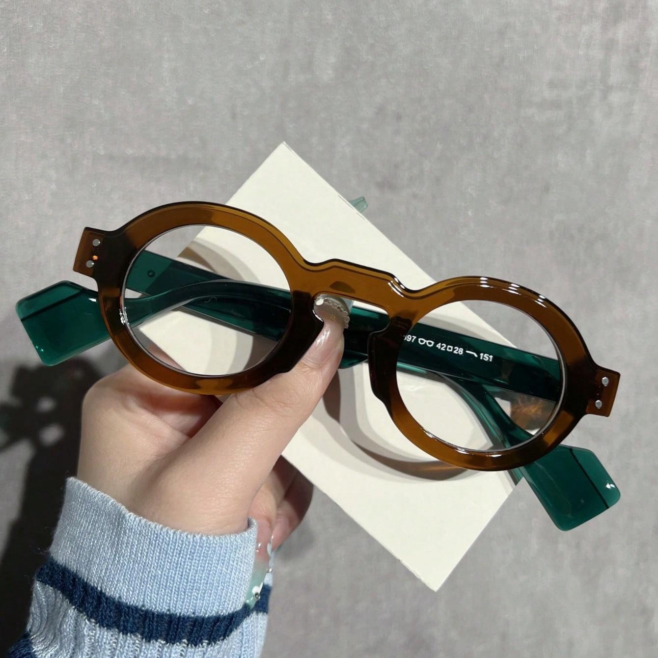 

1Pc Unisex Plain Glasses New Retro Round Frame Punk Style Personality Fashion Casual Versatile No-Makeup Slimming Ultra-Clear An дубильная кора