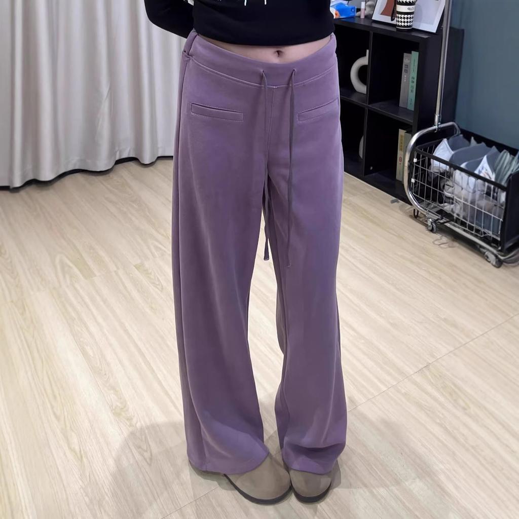 New Purple High-waisted Casual Pants for Women In Spring and Autumn Casual Versatile Straight Trousers