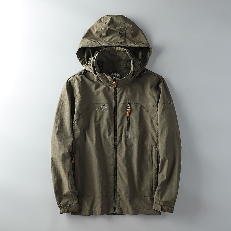 Export Tail Single Men s Cut Label Cattle Goods Single Layer Shell Jacket Spring & Fall Thin Windproof Waterproof Overalls Export Jacket Army Green XL