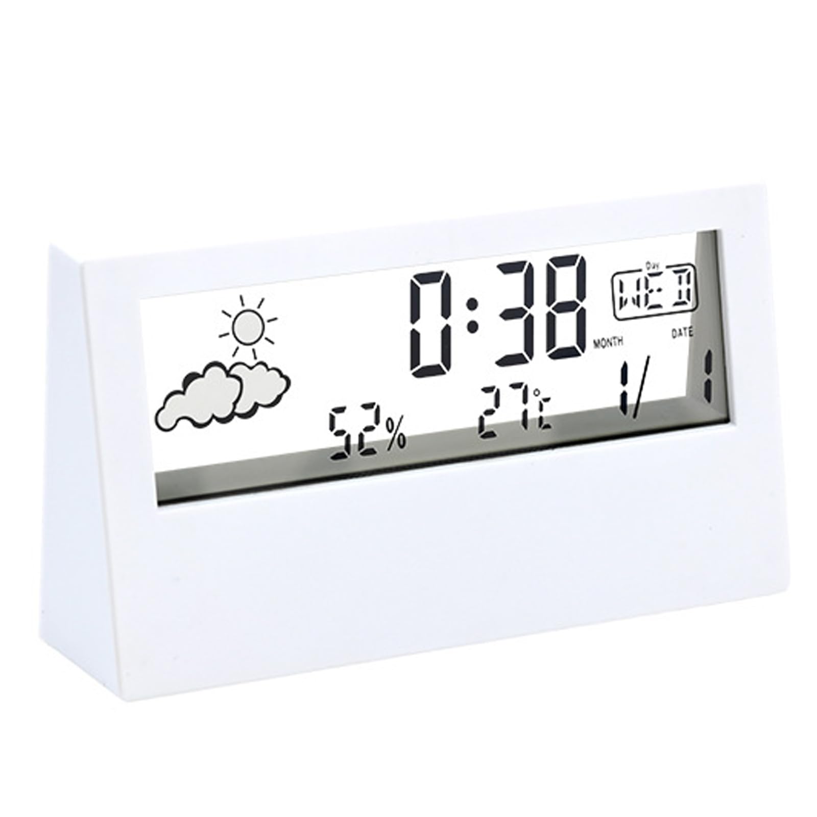 

PAVIKE Настольный Будильник Цифровой Большой Легкий Не Часы, Часы, Часы, Температура, Влажность, Термогигрометр, Дата, Экран, Читать, Календарь, Удобный, белый