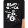 Boys Crewneck T-Shirt, Heavy Metal Drummer Cat Music Graphic