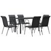 VidaXL 7-piece Garden Dining Set Black Textilene and Steel 3200713