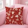 Red Bell Socks Santa Claus Cushion Cover Premium Comfort Reversible Pillow Cove -Two In One Design For Any Room & Car Interior