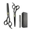 Professional Hair Cutting Scissors Set 6 Inch Black Straight Thinning Shears For Salon Barber Home Use
