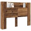 Headboard Cabinet with LED Lighting Reclaimed Wood Look 140 x 16.5 x 103.5 cm
