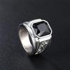 WOSIKATE 18K Gold Plated Domineering Dragon Pattern Ring For Men Vintage Square Zirconia Index Finger Ring Fashion Jewellery