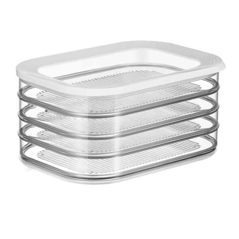 Prepared Food Frozen Meat Box Multi-layer Refrigerator Sealed Storage Box Bacon with Lid Food Storage Box Transparent Portioned Preservation Box