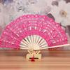 Bamboo Handle Vintage Lace Hand Fan European Style Hand Held Embroidered Folding Fan with Tassel Dance Fan Wedding