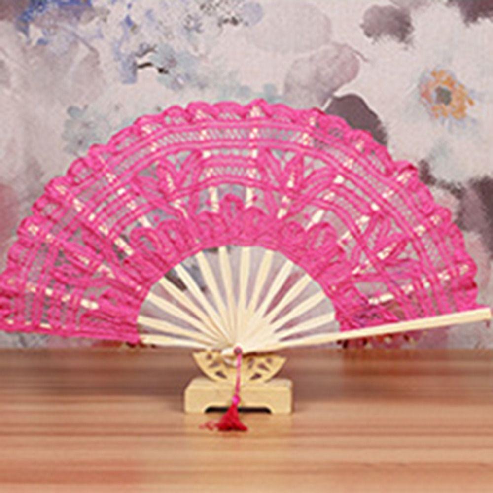 Hand Held Embroidered Folding Fan European Style Dance Fan Art Craft Vintage Lace Hand Fan  Wedding