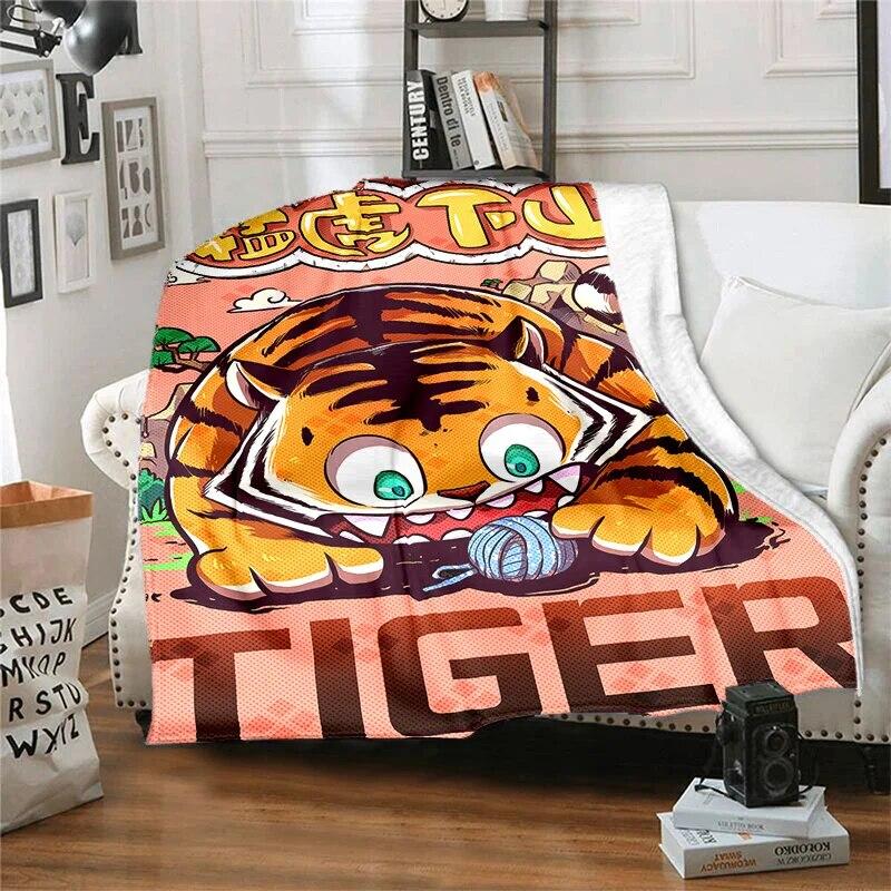 Twelve Chinese Zodiac Signs Pattern Printing Manta Sofa Bed Cover Soft  Blanket Plaid Soft Warm Flannel Throw Blankets Fans Gif