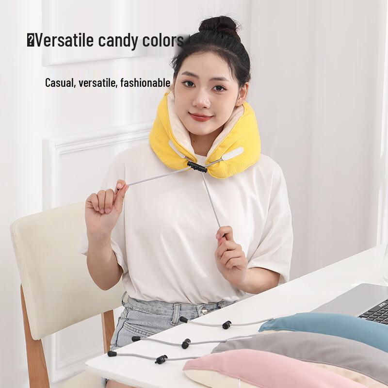 Miling Macaron Inflatable U-shaped Travel Neck Pillow
