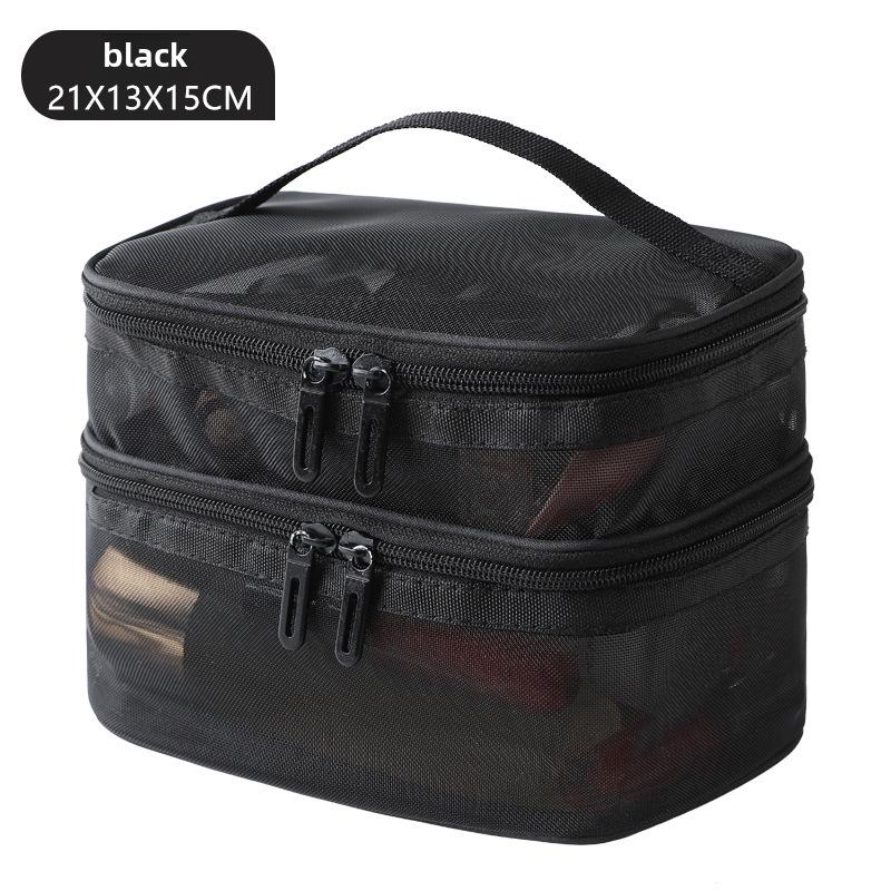 2024 Women's Double Layer Mesh Cosmetic & Toiletry Organizer – Large Capacity, Portable