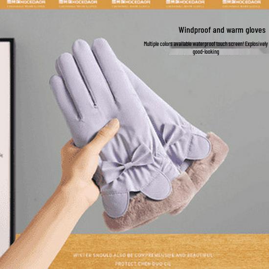 

Женские зимние перчатки на флисовой подкладке в корейском стиле: Милые, Теплые, Совместимые с сенсорным экраном, Водонепроницаемые, Ветрозащитные для езды на велосипеде