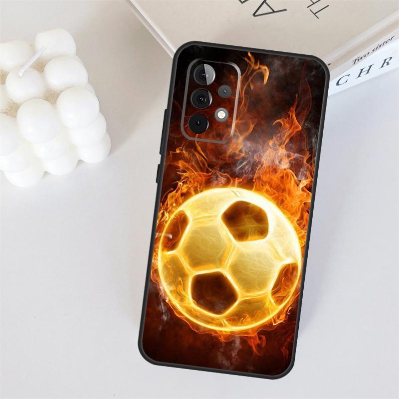 Fire Football Ball Soccer For Samsung Galaxy A55 A35 A15 A36 A56 A26 A16 A22 A32 A52 A54 A34 A53 A33 A13 A06 A05 Case
