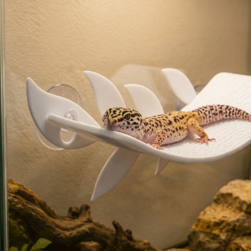 Simulated Leaves Shape Lizard Habitat Leaf Suction Cups Basking Rest Terrace Vivarium