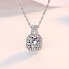 Pt950 White Gold Full Diamond Square Pendant Women's Clavicle Chain - Trendy Celebrity Style
