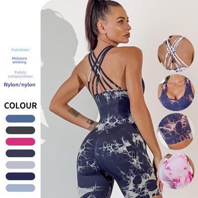 Nahtloser Yoga-Bodysuit im Batik-Stil für europäisch-amerikanische Damen – schnelltrocknende, einteilige Fitnessweste