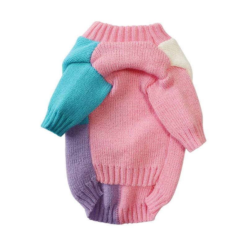 Knitted Dog Sweater Color Block Pet Pullover Warm Winter Clothing for Small Dogs Cats Cozy Soft Yarn Apparel Cold Weather Wear