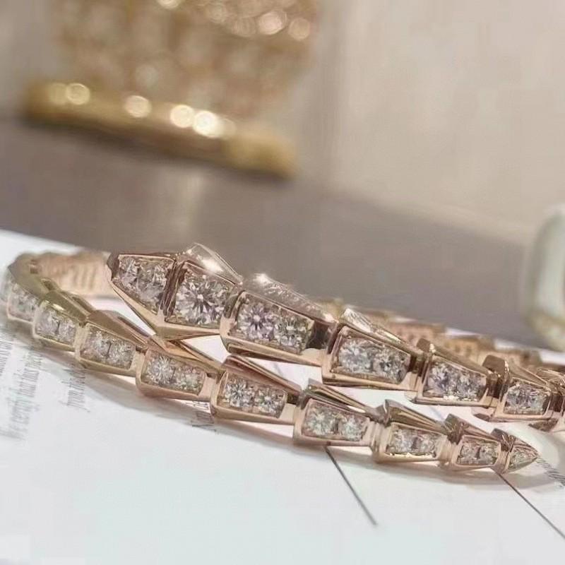 Luxurious Full Diamond Snake Ring with Natural Mother-of-Pearl & Wide Band Design