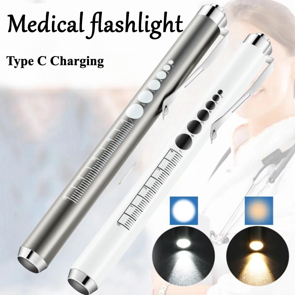 Portable LED Flashlight Work Light First Aid Pen Light with Pupil Gauge Measurements Doctor Diagnosis Pocket Light