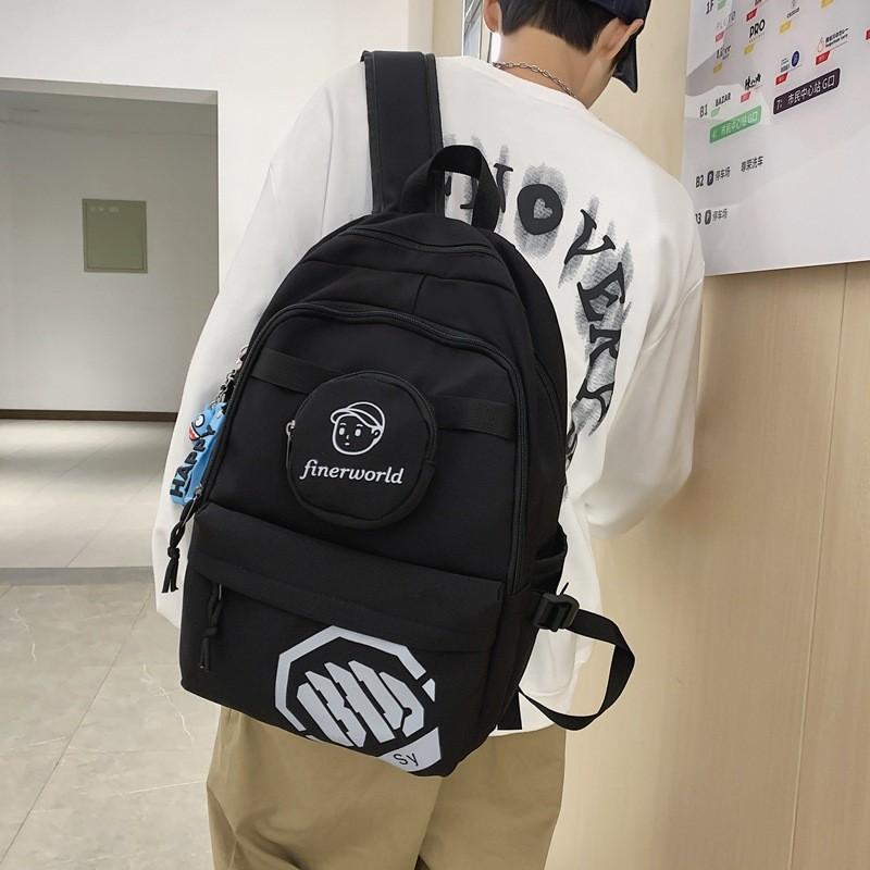 Blocked Color Fashion Letter Print Student Leisure Backpack With Coin Purse