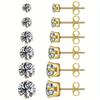 6pairs/set 3-8mm Stainless Steel Stud Earrings With Sparkling Hypoallergenic Cubic Zircon For Men And Women