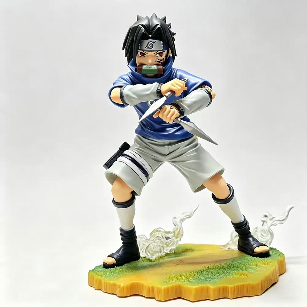 20cm/8in New Naruto Anime Figure Uzumaki Naruto Sasuke Battle Scene Model Statue PVC Desktop Ornament Decoration Toys Gifts